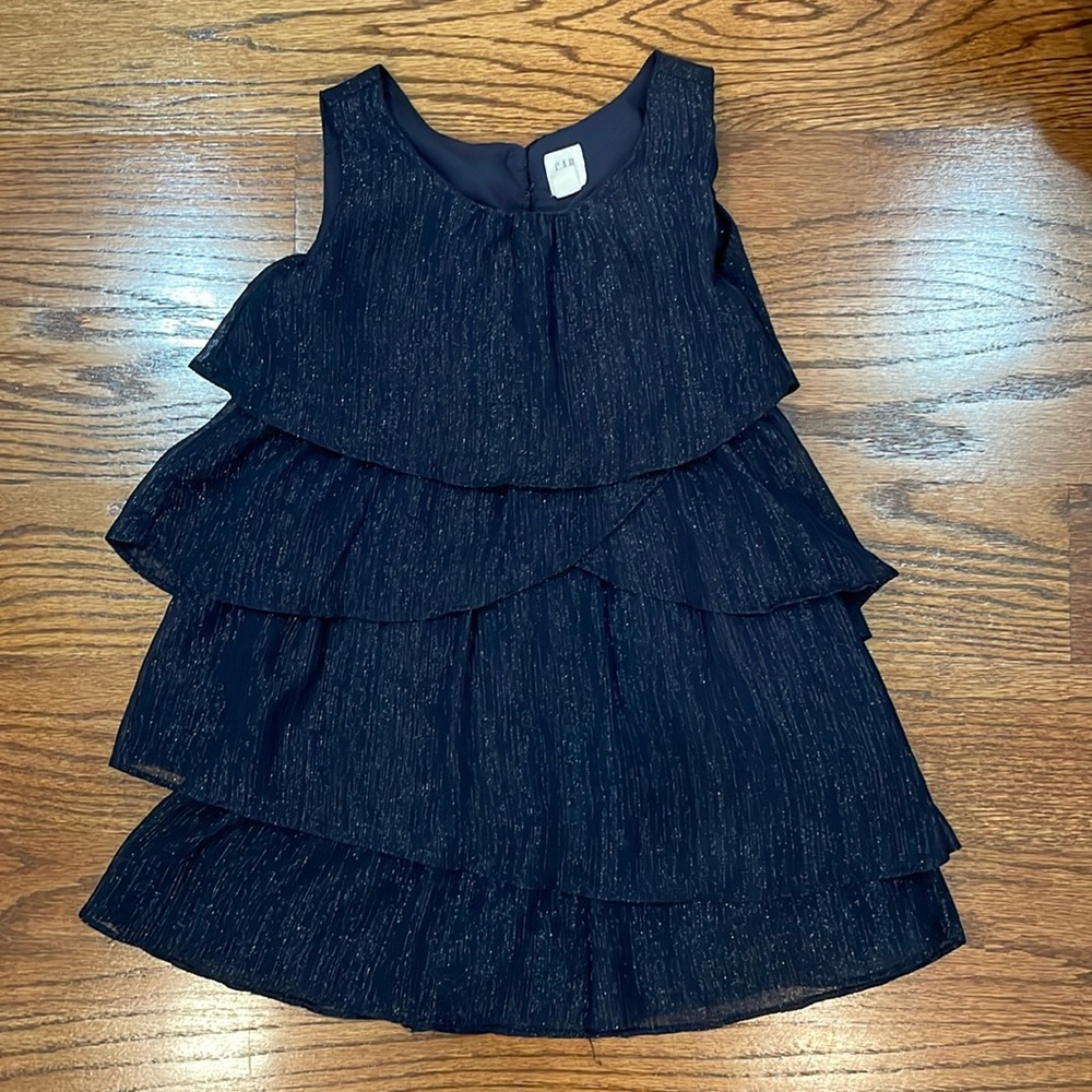 Gap Kids size XS (4-5y), tiered navy blue sparkly sleeveless dress
